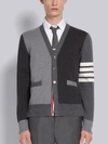 Thom Browne Milano Stitch Cotton Multi-colour 4 Bar Cardigan In 982 Tonal Grey