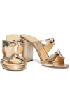 ALEXANDRE BIRMAN NOLITA KNOTTED METALLIC LEATHER MULES,3074457345621821873