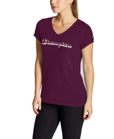 Champion Women's Logo V-neck T-shirt In Venetian Purple