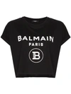BALMAIN CROPPED LOGO T-SHIRT BLACK,TF11357I381
