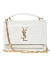 Saint Laurent Ysl Sunset Monogram Bag, White Croc