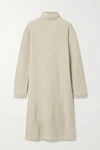 THE ROW MOA RIBBED WOOL AND CASHMERE-BLEND TURTLENECK MIDI DRESS