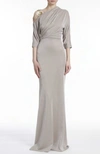 BADGLEY MISCHKA FITTED ASYMMETRICAL GOWN,RS20-2948-14-1