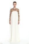 MARCHESA EMBROIDERED GEORGETTE CAFTAN GOWN,RS20-8702-6-1