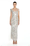 MARCHESA FULLY EMBROIDERED COLUMN GOWN,RS20-8823-US 10-1