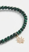 SYDNEY EVAN SMALL PAVE POT LEAF CHARM BRACELET