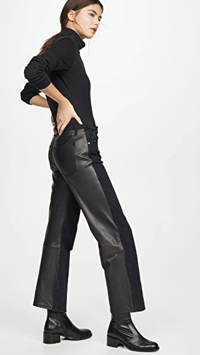 Khaite Kerrie Leather-back Straight-leg Jeans In Black
