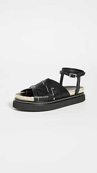 3.1 Phillip Lim Black Yasmine Platform Espadrille Sandals