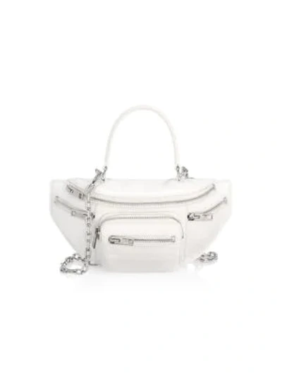 Alexander Wang Mini Attica Top Handle Leather Belt Bag In White
