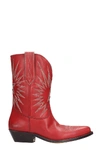 GOLDEN GOOSE WISH STAR TEXAN BOOTS IN RED LEATHER,11196435