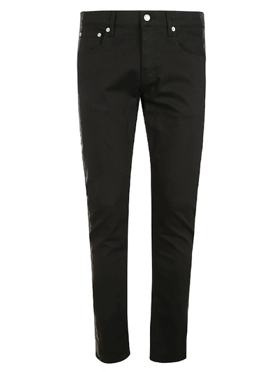 Alexander Mcqueen 18cm Slim Denim Jeans W/ Houndstooth In Black