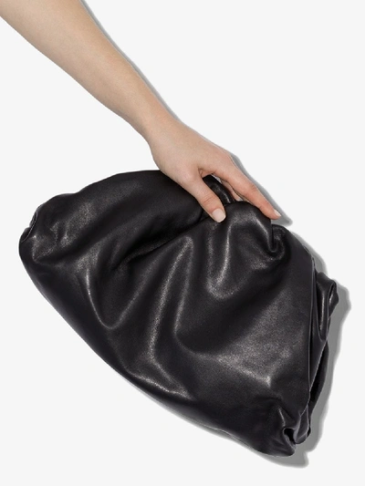 Bottega Veneta The Pouch Large Gathered Leather Clutch In Black