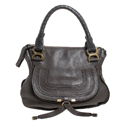 Pre-owned Chloé Dark Brown Leather Medium Marcie Shoulder Bag