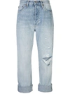 Re/done Turn Up Jeans In Blue