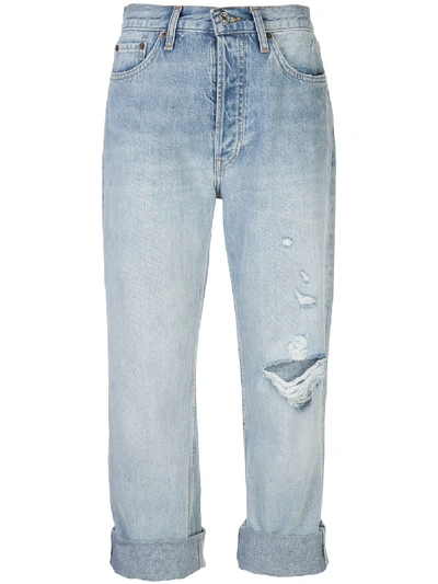 Re/done Turn Up Jeans In Blue