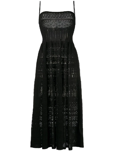 Dsquared2 Crochet Flared Midi Dress In Black