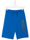 Moschino Kids' Logo Jersey Shorts In 蓝色