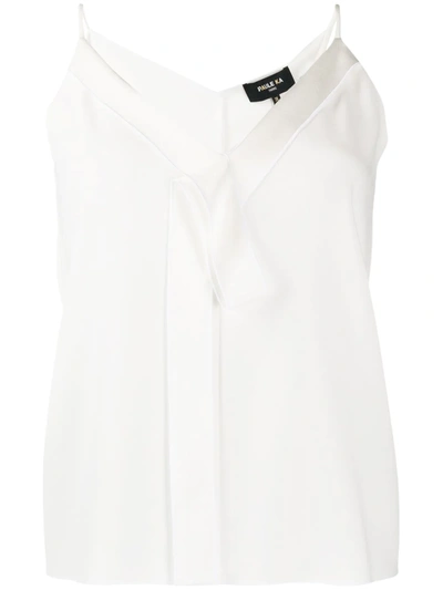 Paule Ka V-neck Bow Detail Camisole Top In White