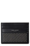 SAINT LAURENT STUDDED LEATHER CARD CASE,3759490VGUE