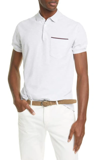 Brunello Cucinelli Cotton Polo Shirt In Pearl Grey