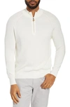 Peter Millar Quarter Zip Ribbed Pullover In Ivory