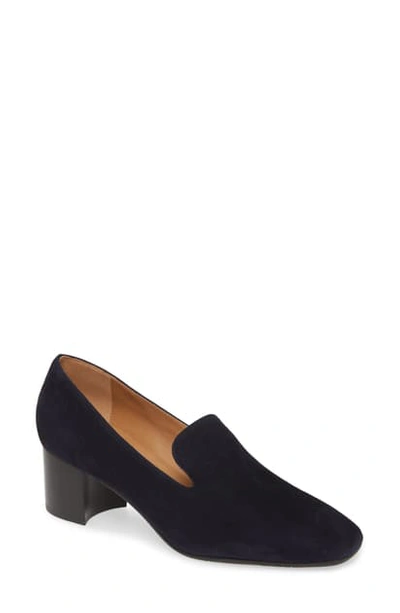 Aquatalia Jill Water Resistant Square Toe Loafer Pump In Navy