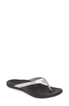 Olukai 'ho Opio' Flip Flop In Silver/ Black Fabric