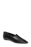 Aeyde Aurora Glossed Croc-effect Leather Loafers In Black Croc Print