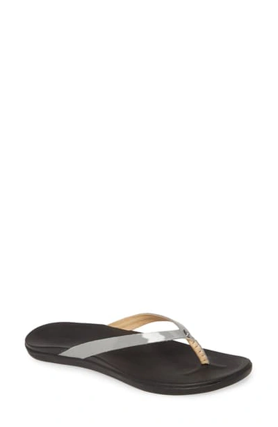 Olukai 'ho Opio' Leather Flip Flop In Poi Patent Leather