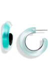 Alexis Bittar Small Thin Hoop Earrings In Aqua