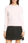 Thom Browne 4-bar Stripe Turtleneck Jumper In Light Pink