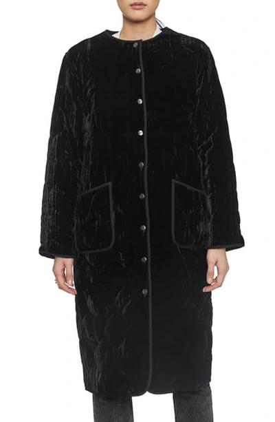 Anine Bing Elsa Velvet Single-breasted Coat In Black