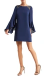 HALSTON HERITAGE HALTSON HERITAGE LACE SHOULDER LONG SLEEVE COCKTAIL DRESS,3011022