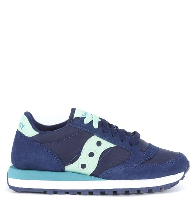 Saucony Jazz Blue Washed Suede And Nylon Sneaker