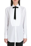 Dolce & Gabbana Bolo-tie Cotton Tuxedo Shirt In Bianco