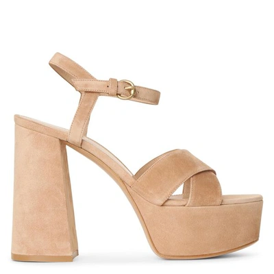 Gianvito Rossi Crossover-front 70 Platform Suede Sandals In Nude