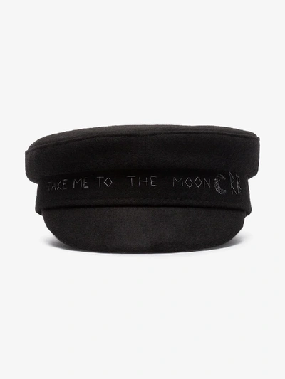 Ruslan Baginskiy Crystal-embellished Logo Baker Boy Cap In Black