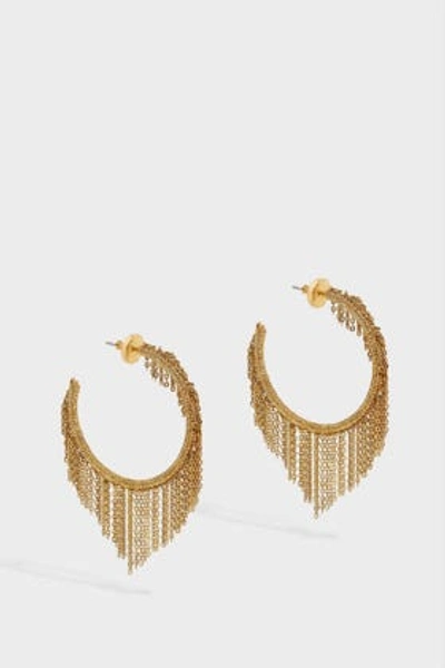 Oscar De La Renta Fringe Hoop Earrings In Gold