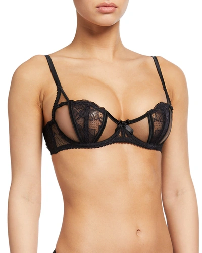 Agent Provocateur Rozlyn Lace-inset Half-cup Bra In Black