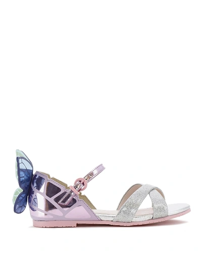 Sophia Webster Girls' Chiara Embroidered Glitter Sandals - Toddler, Little Kid In Silver