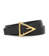Bottega Veneta Triangular Buckle Belt In Nero/nero-gold