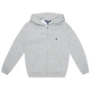 Polo Ralph Lauren Kids' Cotton-blend Jersey Hoodie In Grey