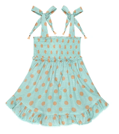 Zimmermann Kids' Kirra Polka-dot Cotton Dress In Blue