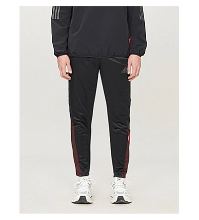 Adidas Statement Trefoil Stretch-jersey Jogging Bottoms In Black