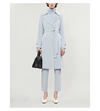 Theory Oaklane Belted Crepe Trench Coat In Mist+blue