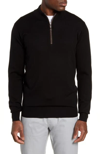 Peter Millar Crown Soft Wool Blend Quarter Zip Jumper In Black