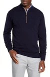 Peter Millar Men's Crown Soft Leather-trim Half-zip Sweater In Navy
