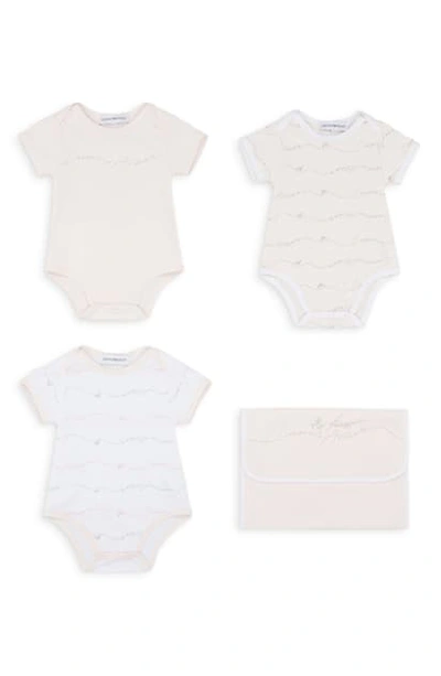Armani Junior Babies' Set Of 3 Graphic Bodysuits In Rosa