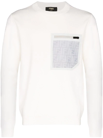 Fendi Reflective Logo 口袋毛衣 In White