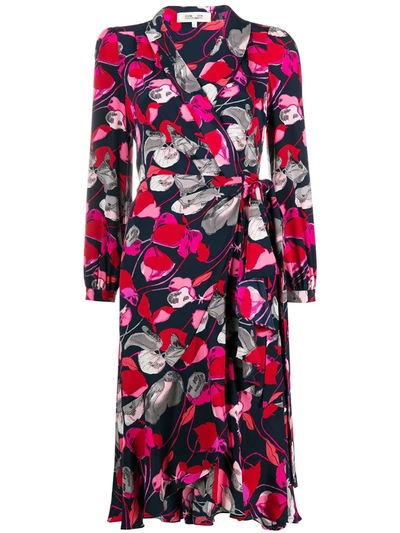 Diane Von Furstenberg Carla Floral-print Silk Wrap Dress In Pink